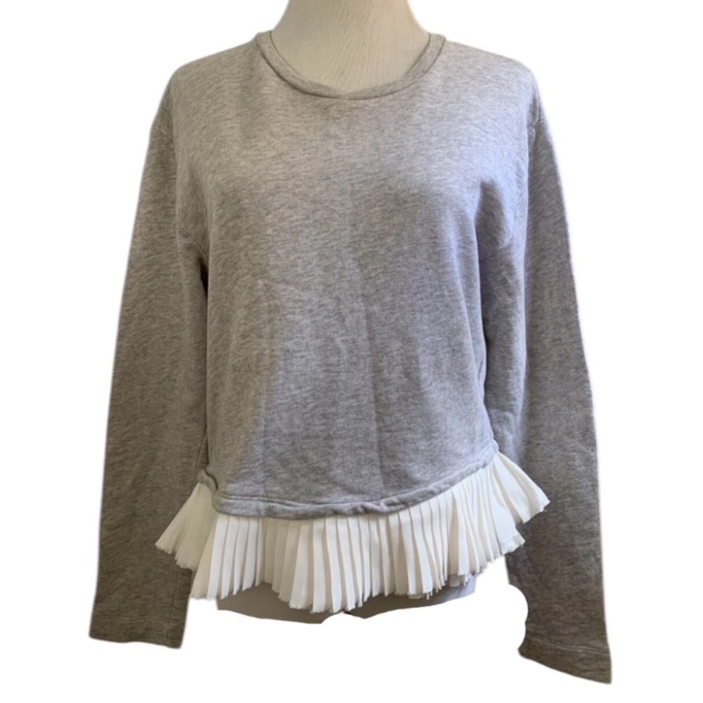 J. CREW Gray Ruffle Hem Women's Top